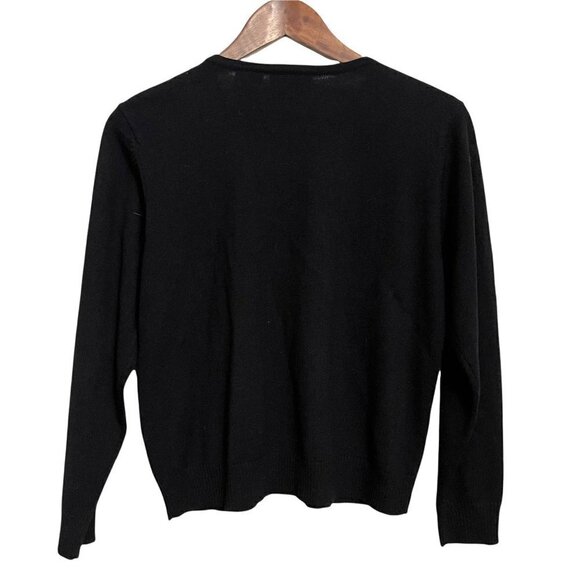 Vintage Women's Black Lambs Wool Floral Rose Embroidered Sequin Cardigan Small P - Picture 6 of 6